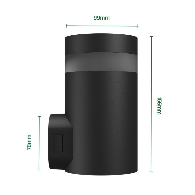 Aplica 1 sens TORRE 9W CCT 230V IP54 rotunda neagra