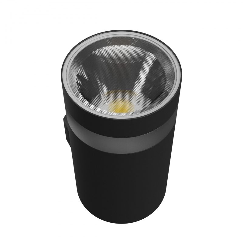 Aplica 1 sens TORRE 9W CCT 230V IP54 rotunda neagra