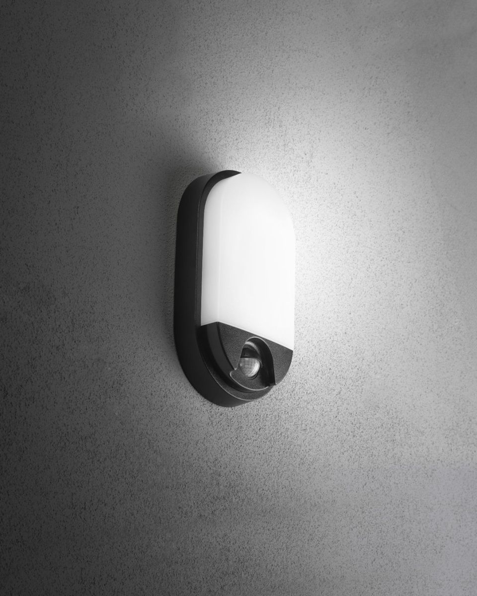 Aplica ovala TULON cu senzor 15W 1350lm 4000K IP54 neagra