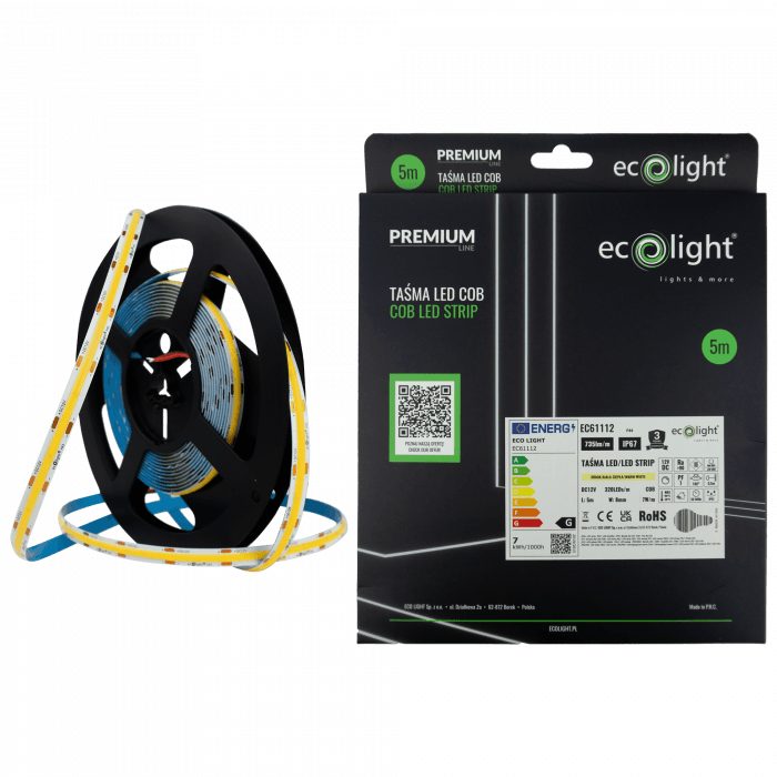 Banda LED COB 3000K 7W/m 735lm 12V IP67 rola 5m