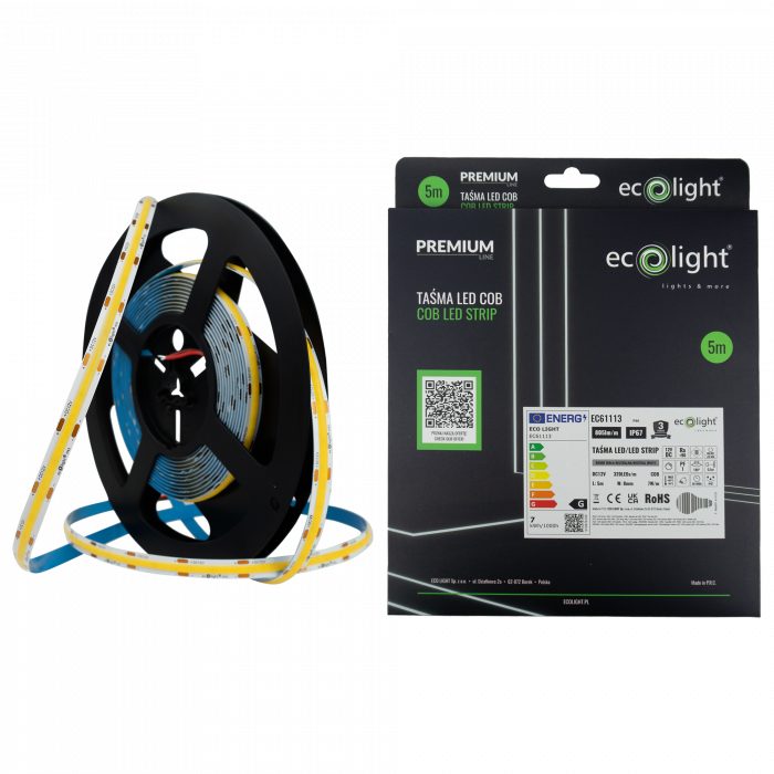 Banda LED COB 4000K 7W/m 805lm 12V IP67 rola 5m