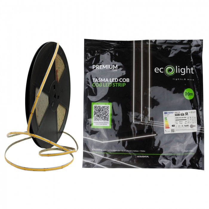Banda LED COB 4000K 9W/m 1035lm 12V IP67 rola 20m