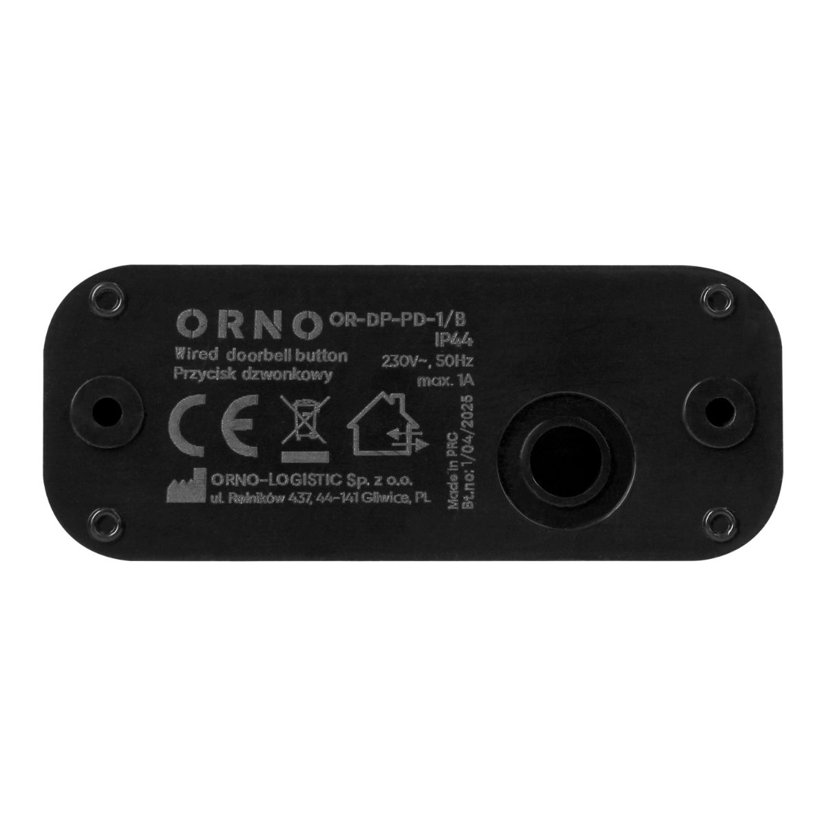 Buton sonerie 230V IP44 Negru