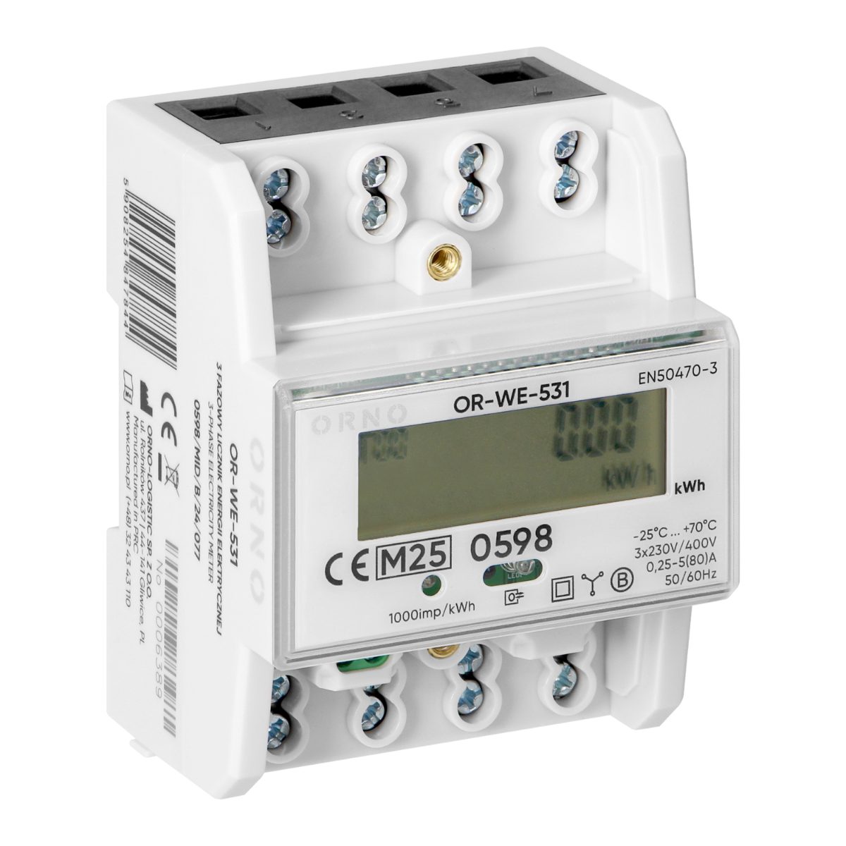 Contor 3-Faze 80A 4.3 module certificare MID DIN TH-35mm
