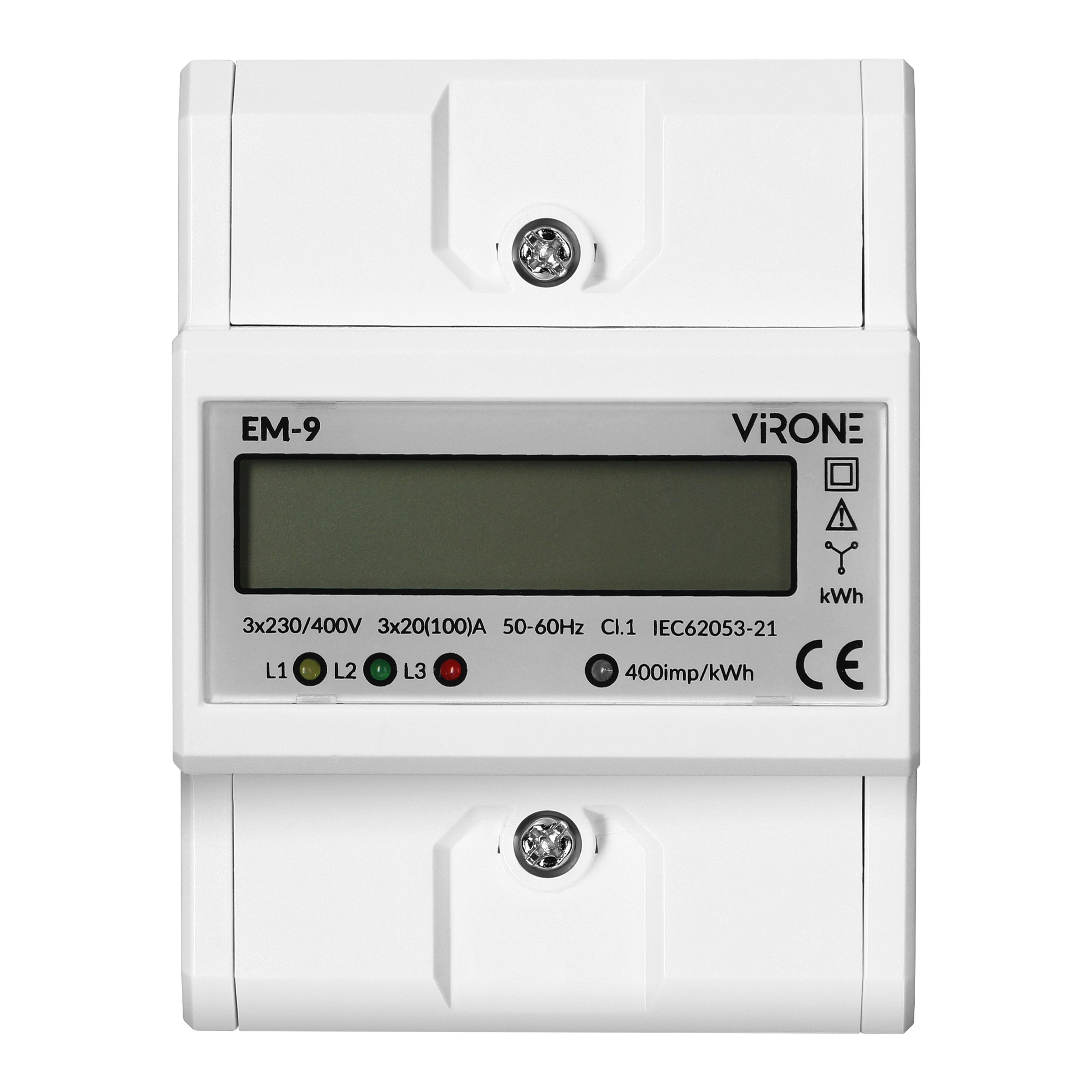 Contor trifazic digital 100 A, 4 module DIN, TH-35 mm