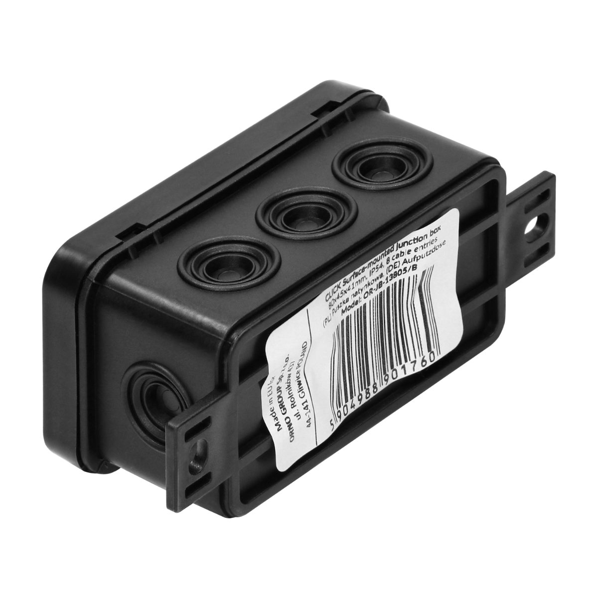 Doza CLICK IP54 8 intrari 80x45x41mm neagra