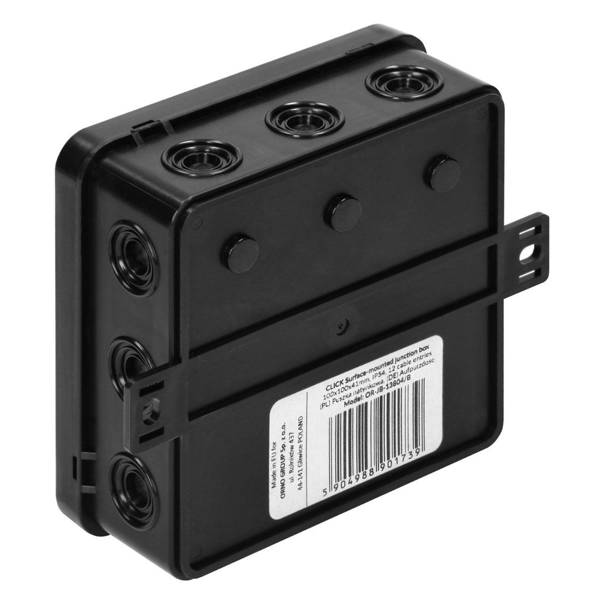 Doza neagra CLICK IP54 12 intrari 100x100x41mm