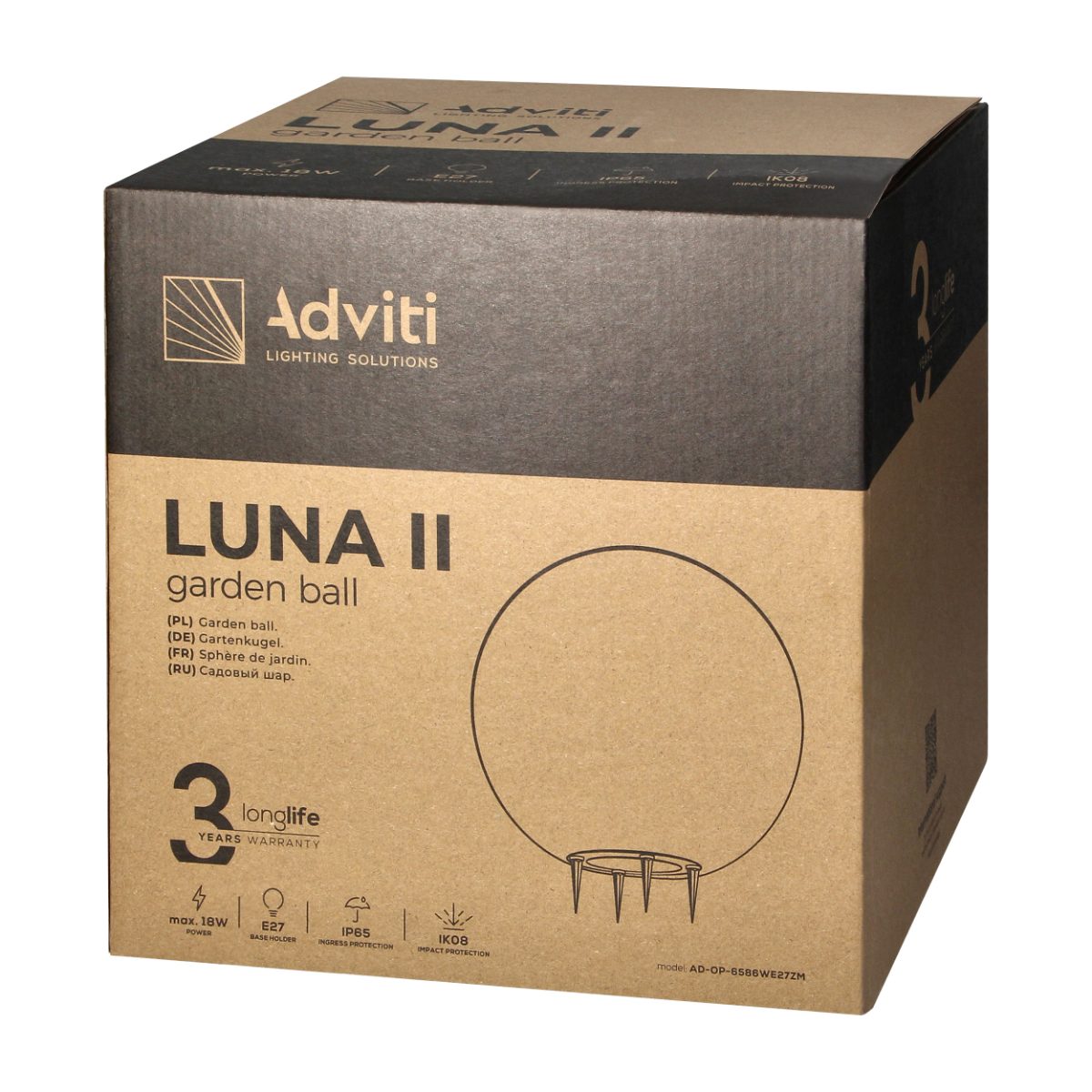 Glob decorativ de gradina LUNA II 1xE27 max 18W IP65 alb Ø280mm
