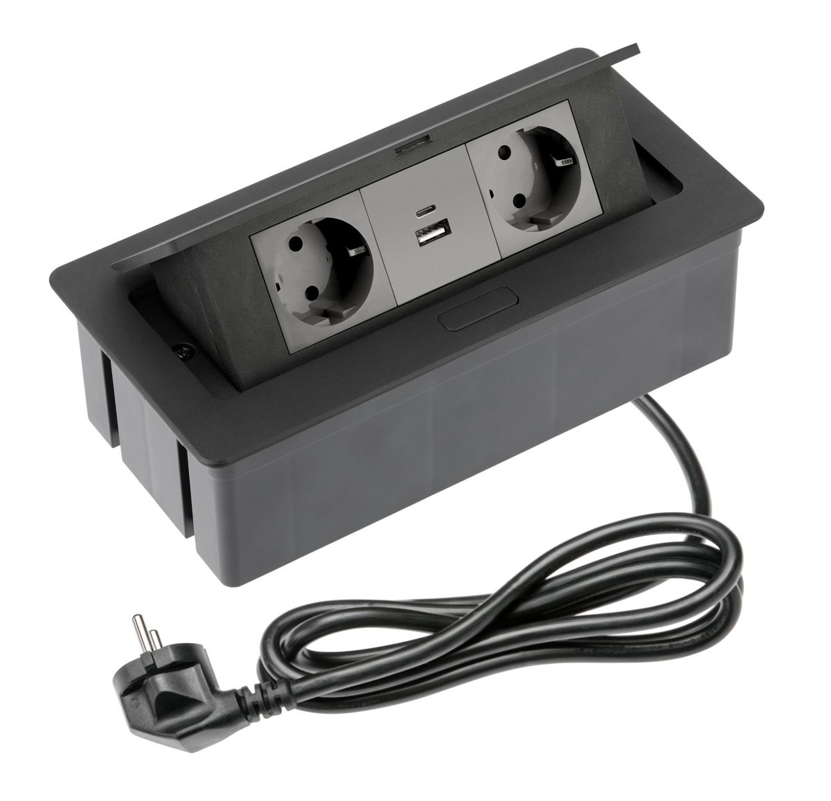 Grup prize birou SOFT 3x Schuko AC220-240V IP20 1.5 m NEGRU