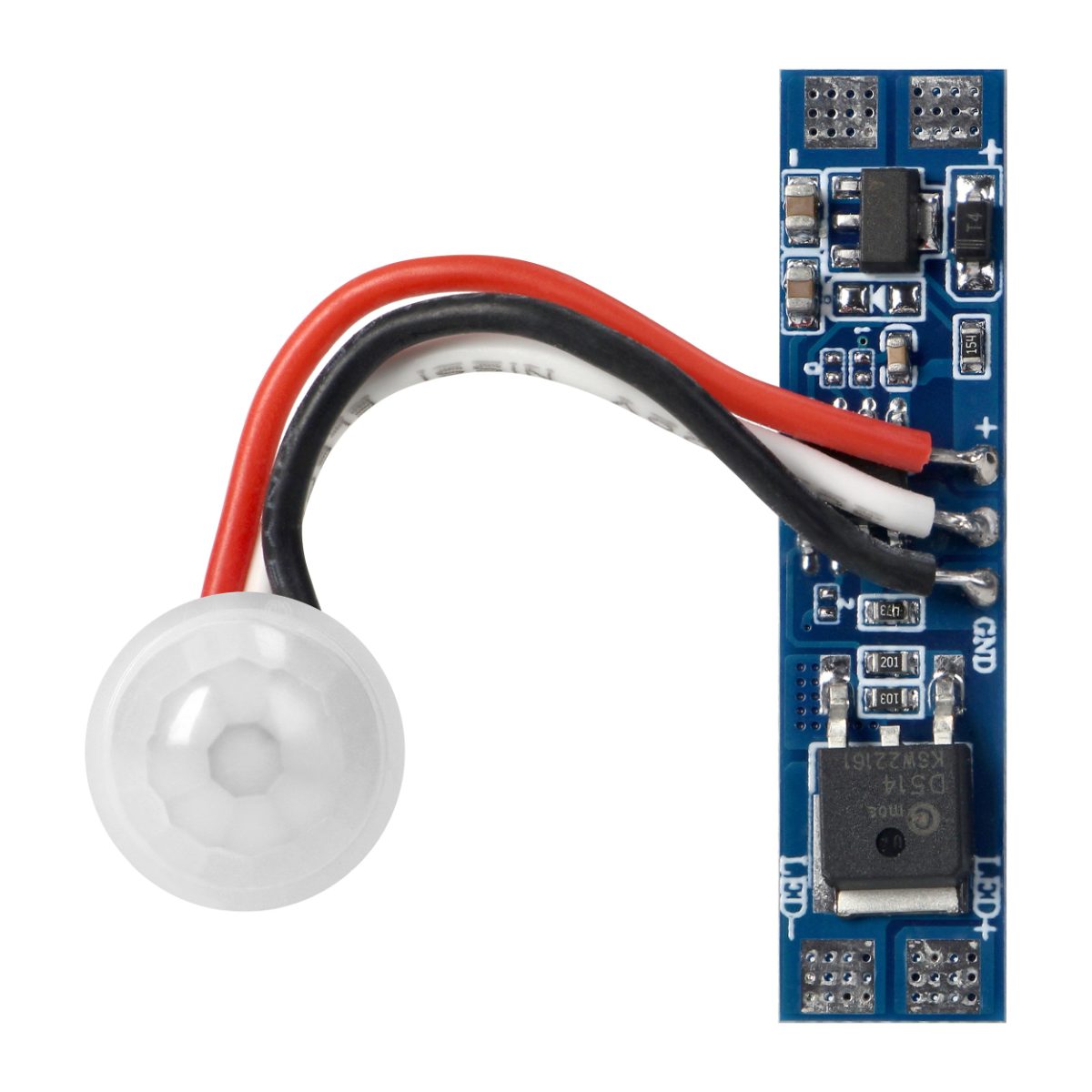 Intrerupator cu senzor de miscare PIR pentru banda LED 8A, montaj in profil