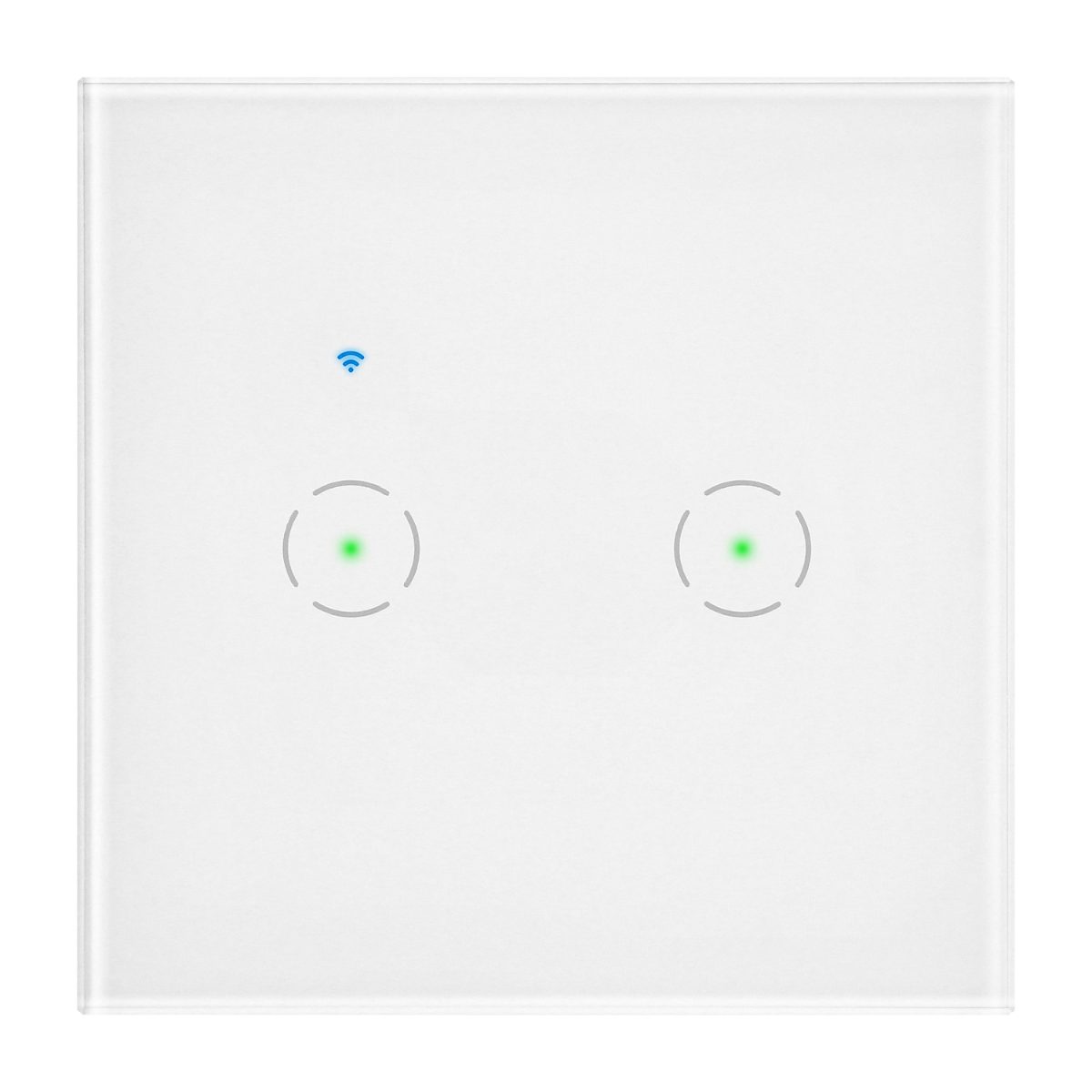 Intrerupator dublu 10A IP20 rama sticla Tuya Smart Wi-Fi alb