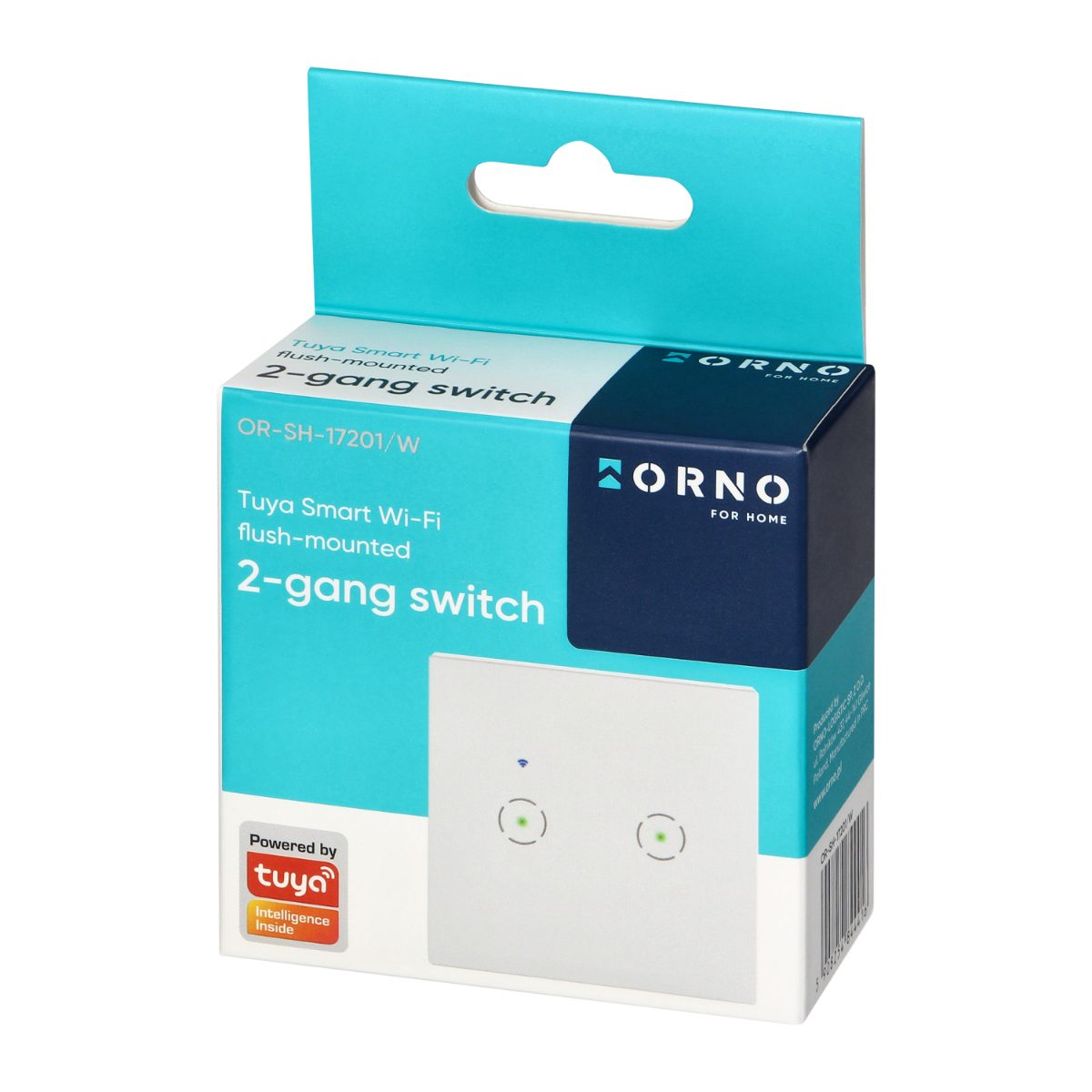 Intrerupator dublu 10A IP20 rama sticla Tuya Smart Wi-Fi alb