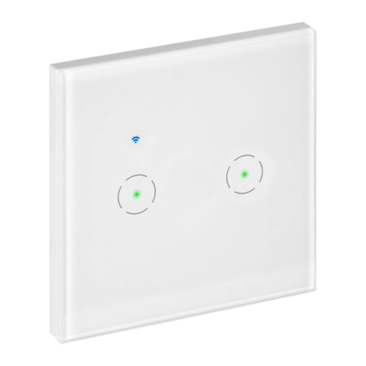 Intrerupator dublu 10A IP20 rama sticla Tuya Smart Wi-Fi alb