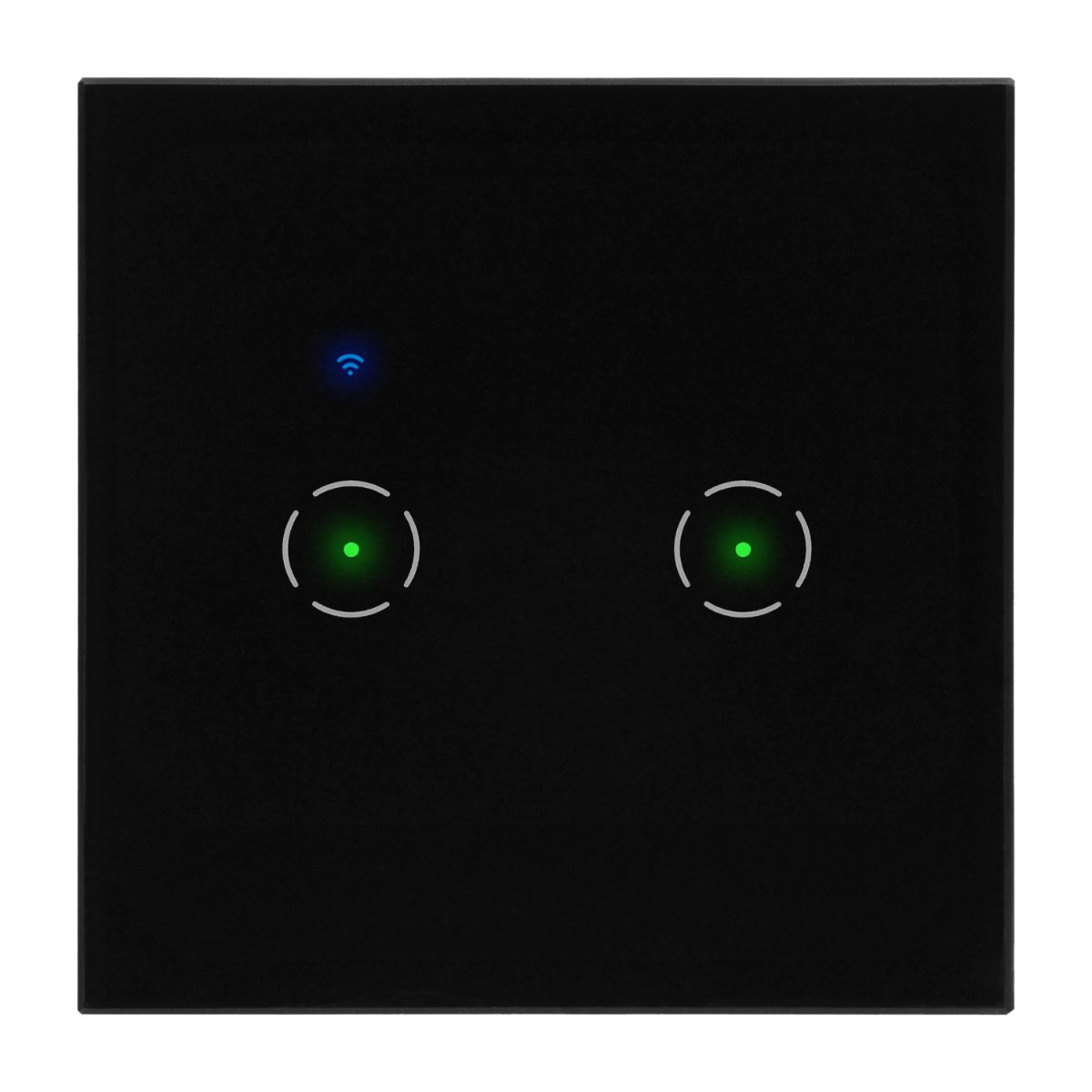 Intrerupator dublu 10A IP20 rama sticla Tuya Smart Wi-Fi negru