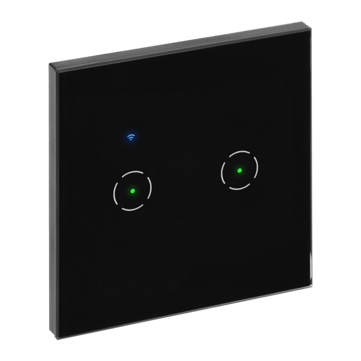 Intrerupator dublu 10A IP20 rama sticla Tuya Smart Wi-Fi negru