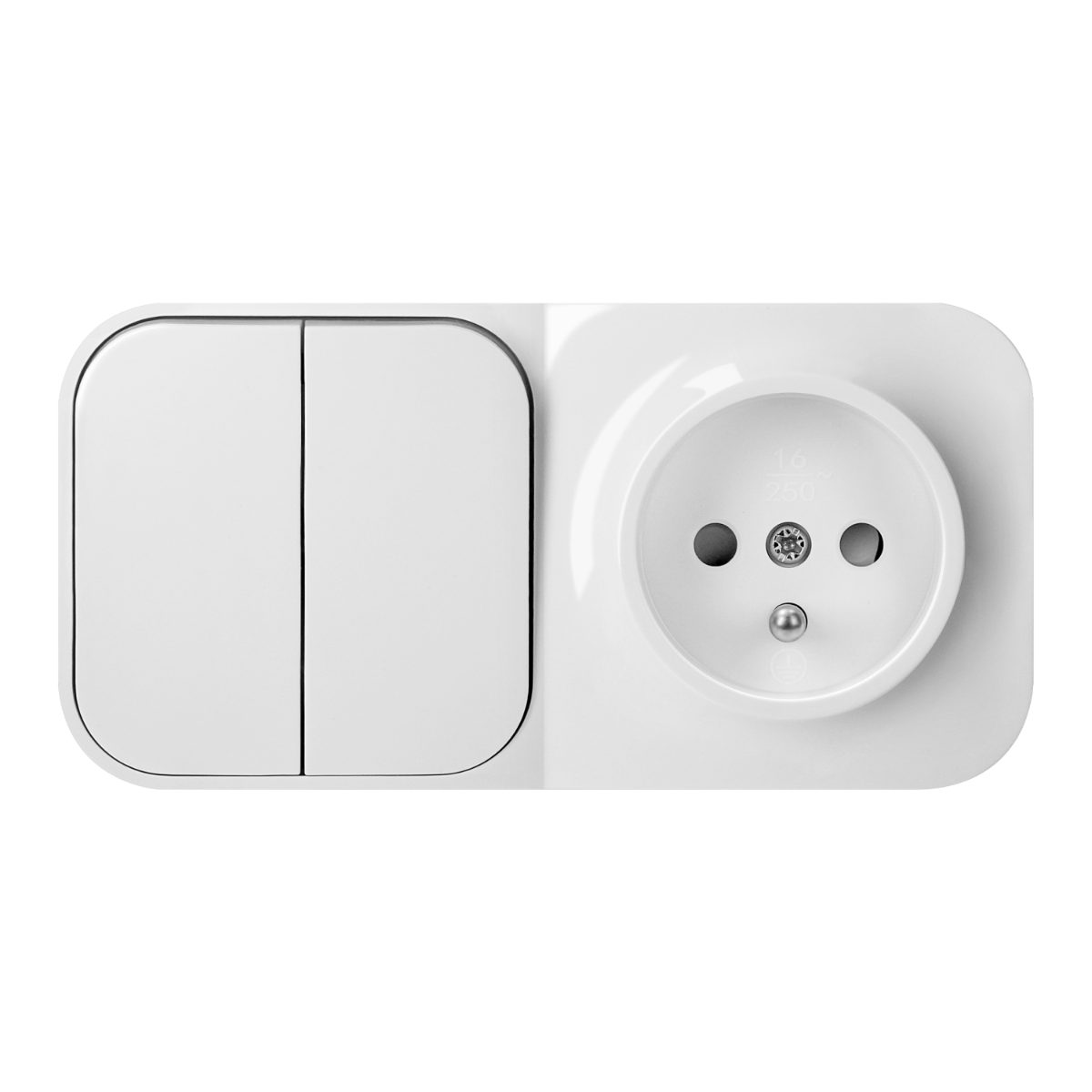 Intrerupator dublu + priza simpla aplicata ToDo 16A/230VAC IP20 alba