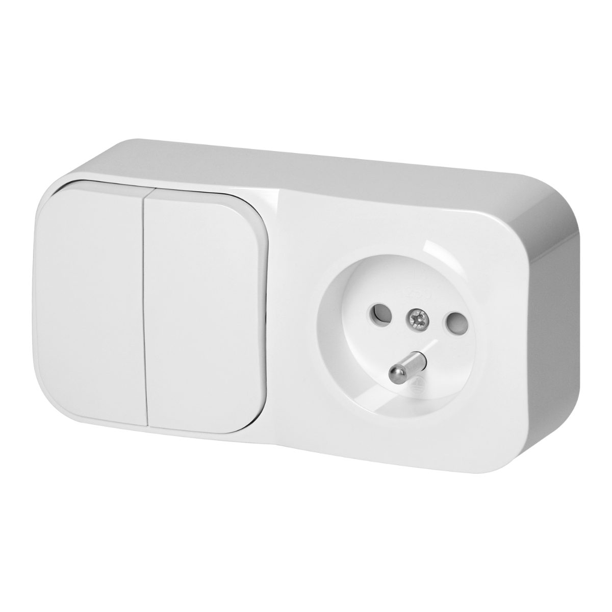 Intrerupator dublu + priza simpla aplicata ToDo 16A/230VAC IP20 alba