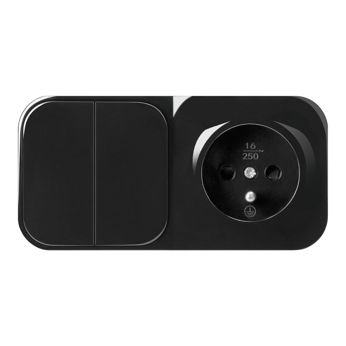 Intrerupator dublu + priza simpla aplicata ToDo 16A/230VAC IP20 negru