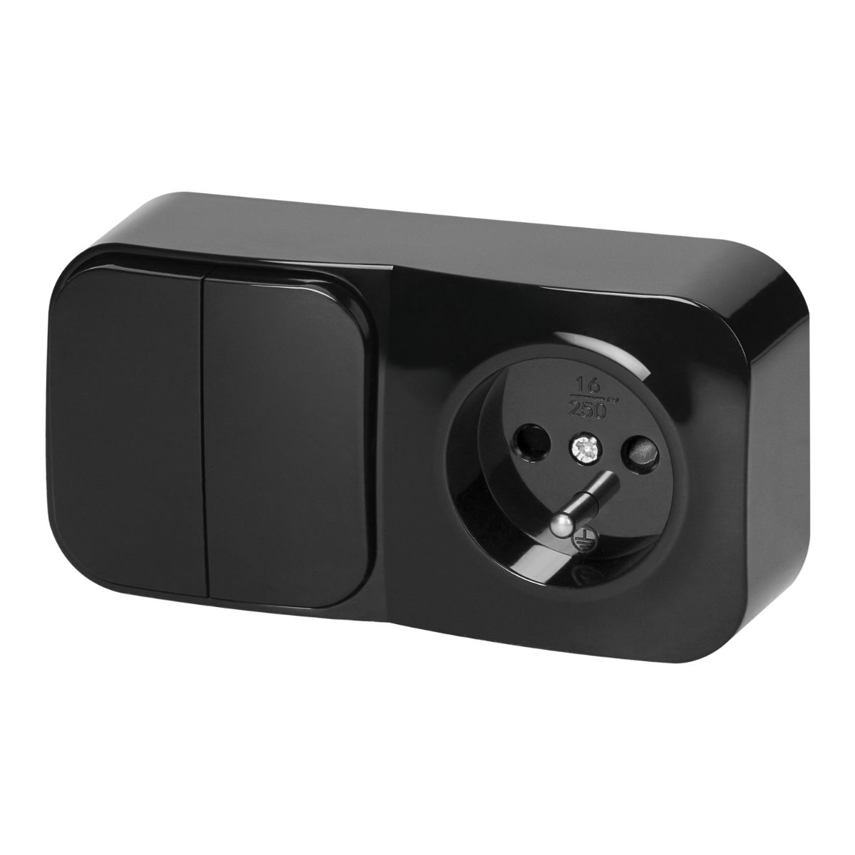 Intrerupator dublu + priza simpla aplicata ToDo 16A/230VAC IP20 negru