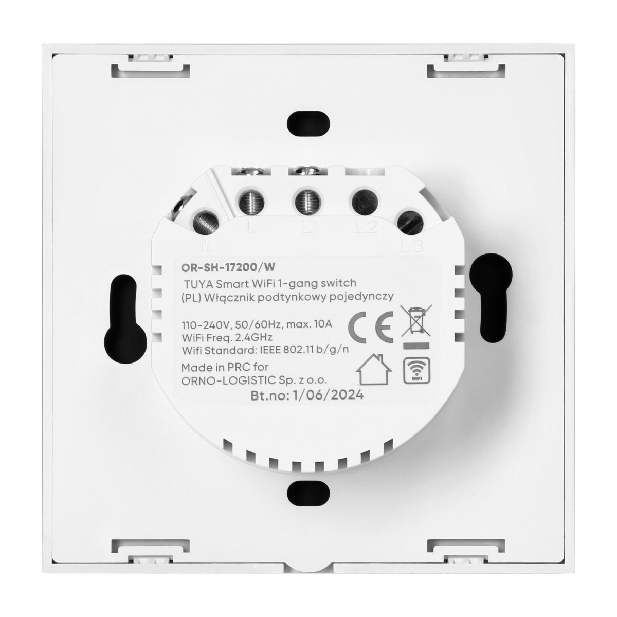 Intrerupator simplu 10A IP20 rama sticla Tuya Smart Wi-Fi alb