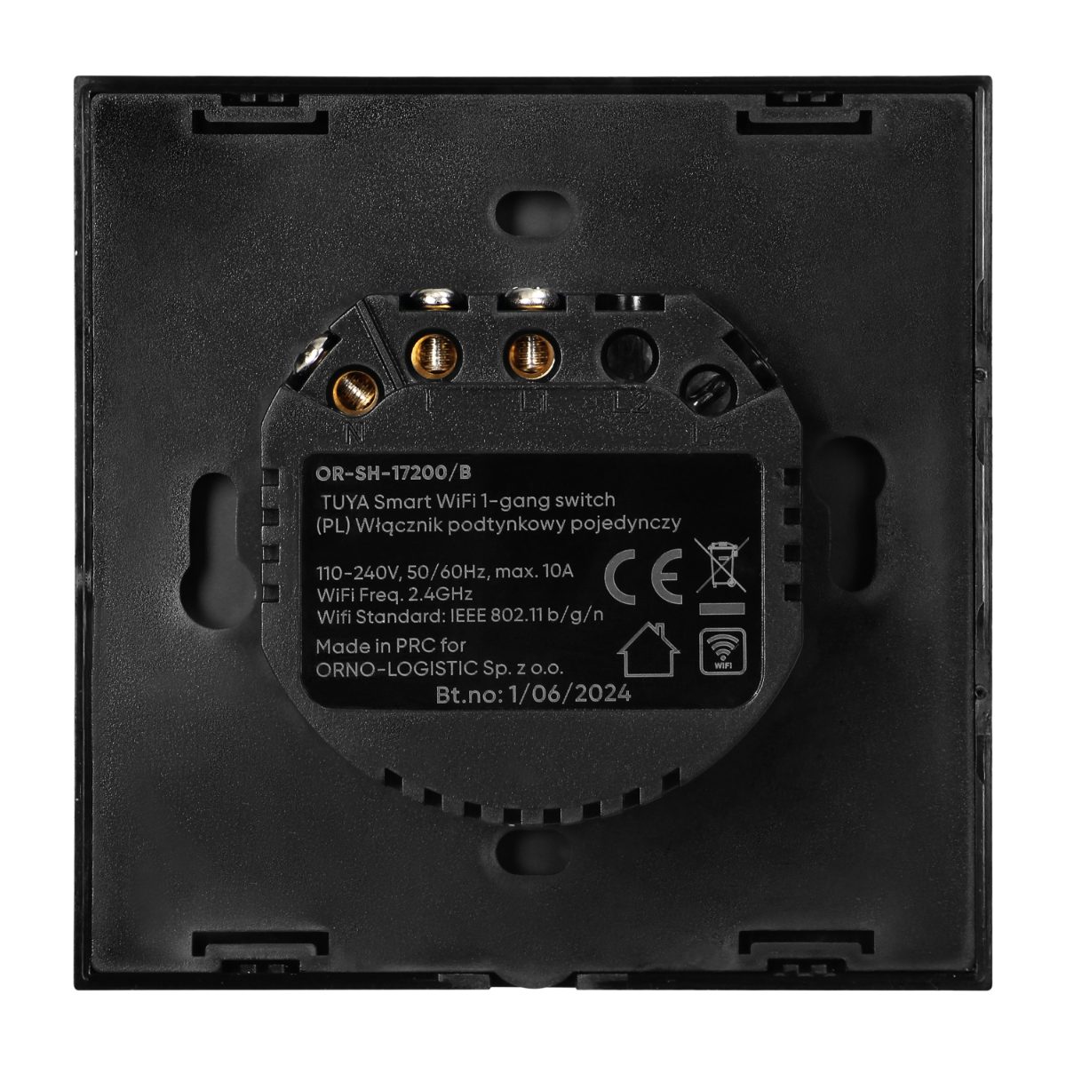 Intrerupator simplu 10A IP20 rama sticla Tuya Smart Wi-Fi negru