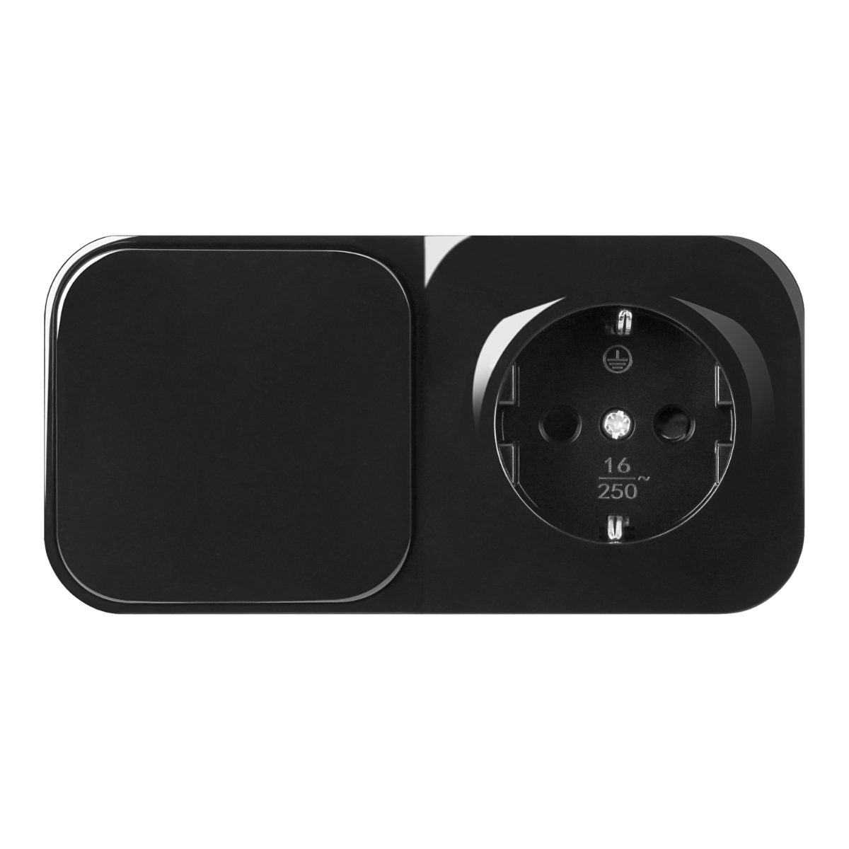 Intrerupator simplu + priza simpla aplicata ToDo 16A/230VAC IP20 negru