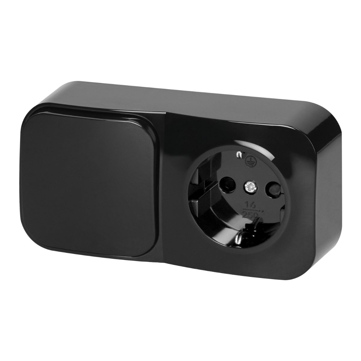 Intrerupator simplu + priza simpla aplicata ToDo 16A/230VAC IP20 negru