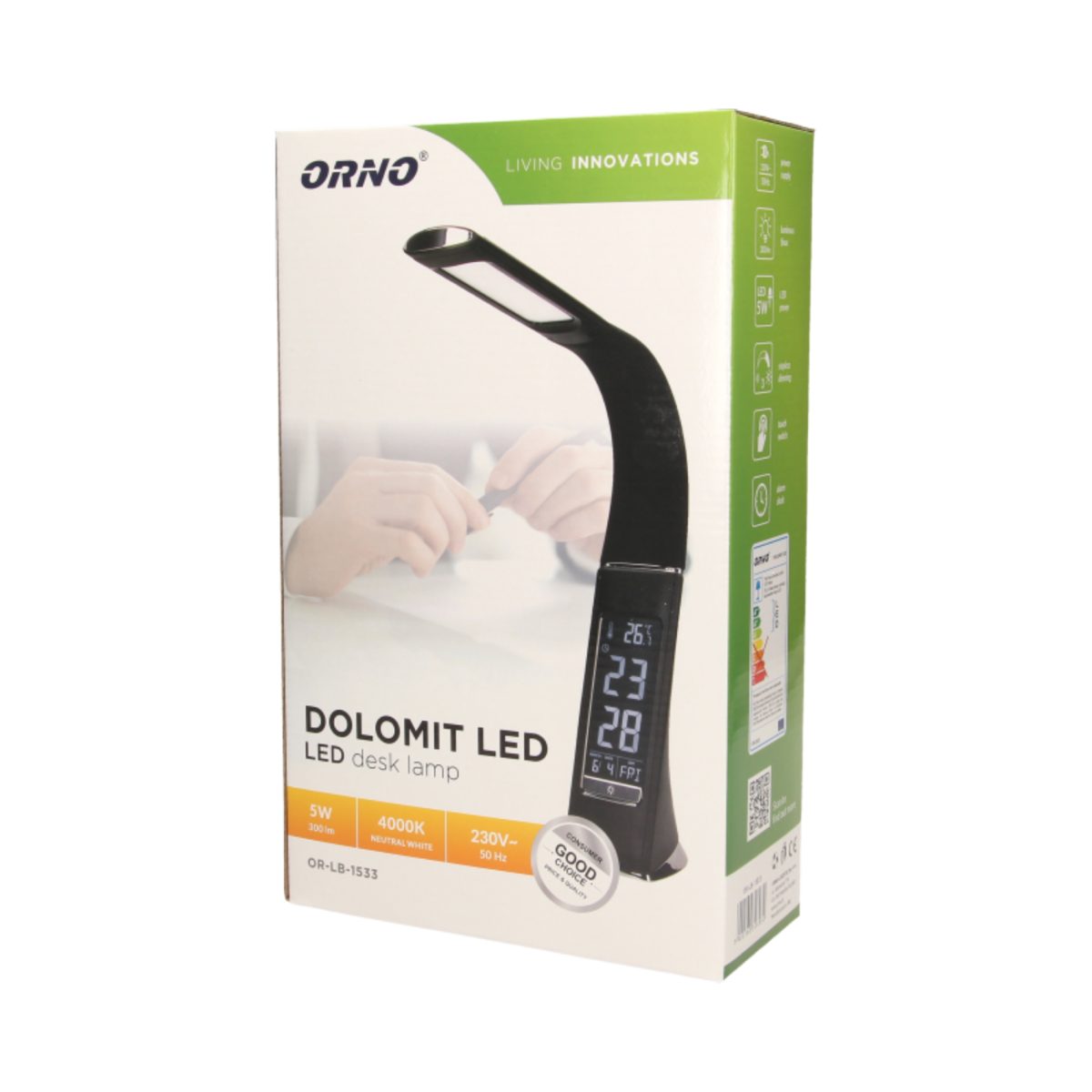 Lampa birou 5W 300LM 3 trepte alarma imitatie piele negru