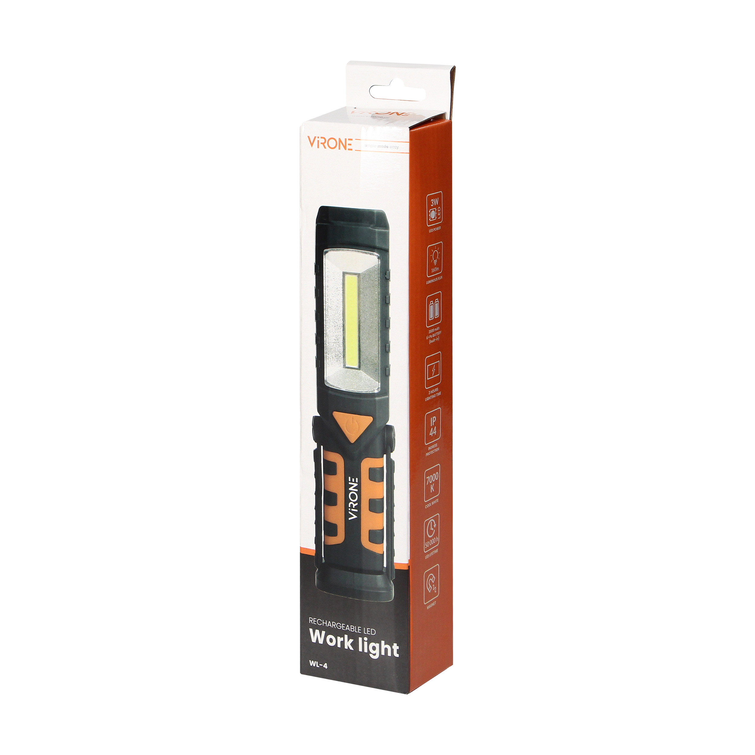 Lampa de lucru portabila cu carlig de agatare, 3 W, 160 lm, IP44, functie de baterie externa