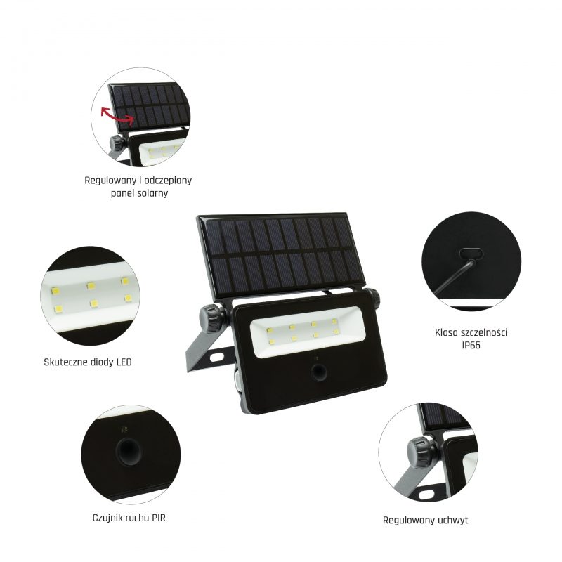 Mini proiector solar NOCTIS 2W 6000K IP65 negru
