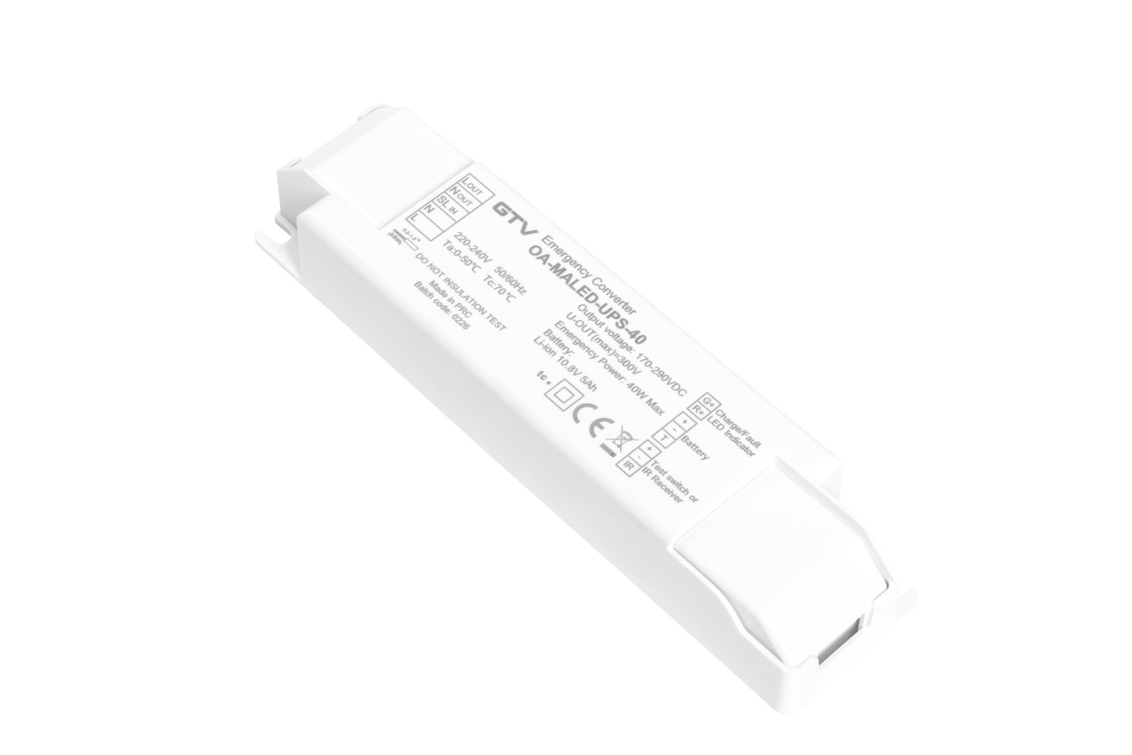 Modul de urgenta LED UPS max. 40W 1h acumulator Li-ion 10,8V 5000mAh TEST