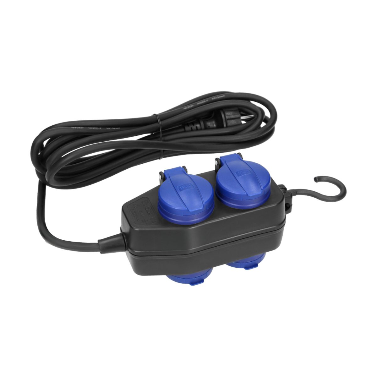 Prelungitor cu carlig 4 Prize 5ml CABLU 3X1,5mm IP44 max. 3680W