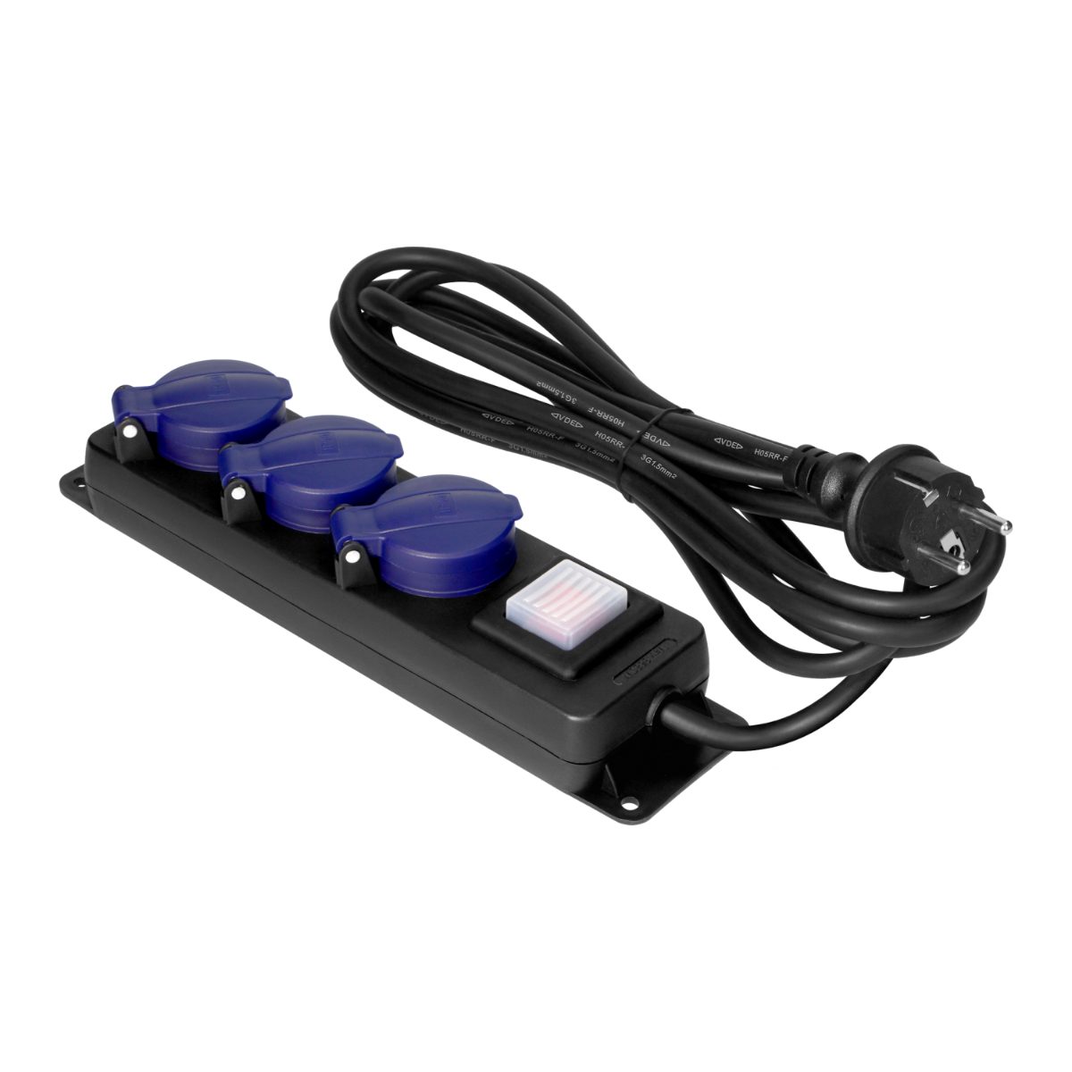 Prelungitor industrial 3xSchuko 3m IP44 H05RR-F 3x1.5mm2