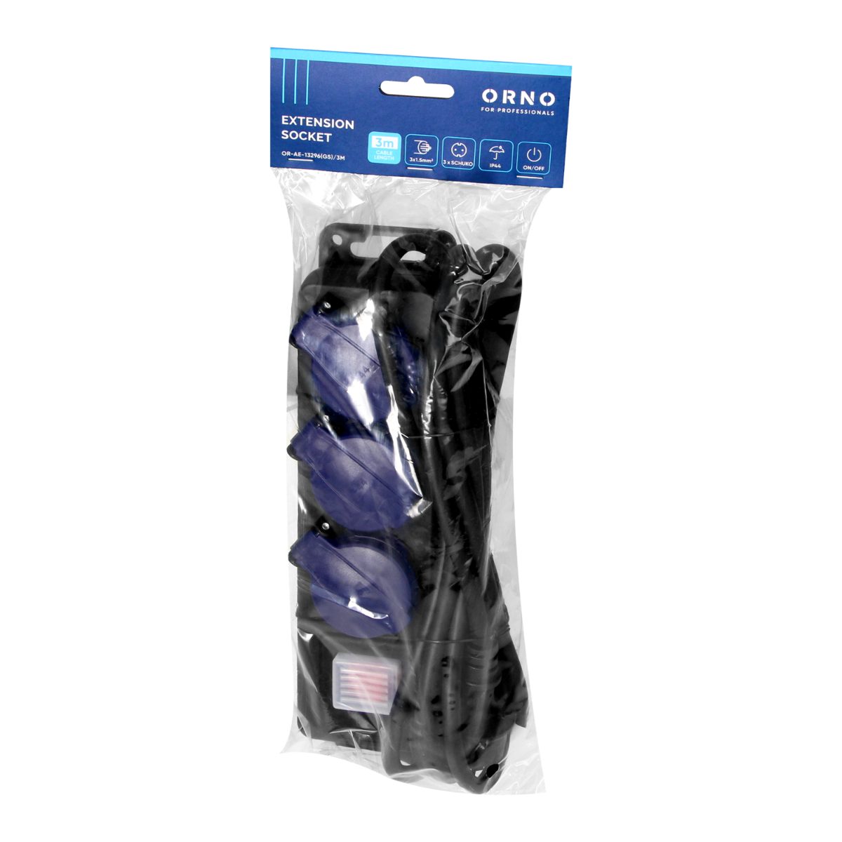 Prelungitor industrial 3xSchuko 3m IP44 H05RR-F 3x1.5mm2