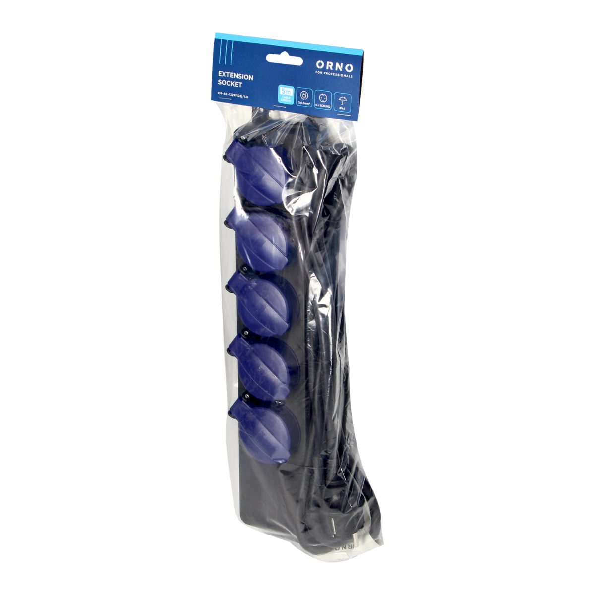 Prelungitor industrial 5 prize 5 m cablu H05RR-F 3x1.5 mm2 IP44 max. 3680W