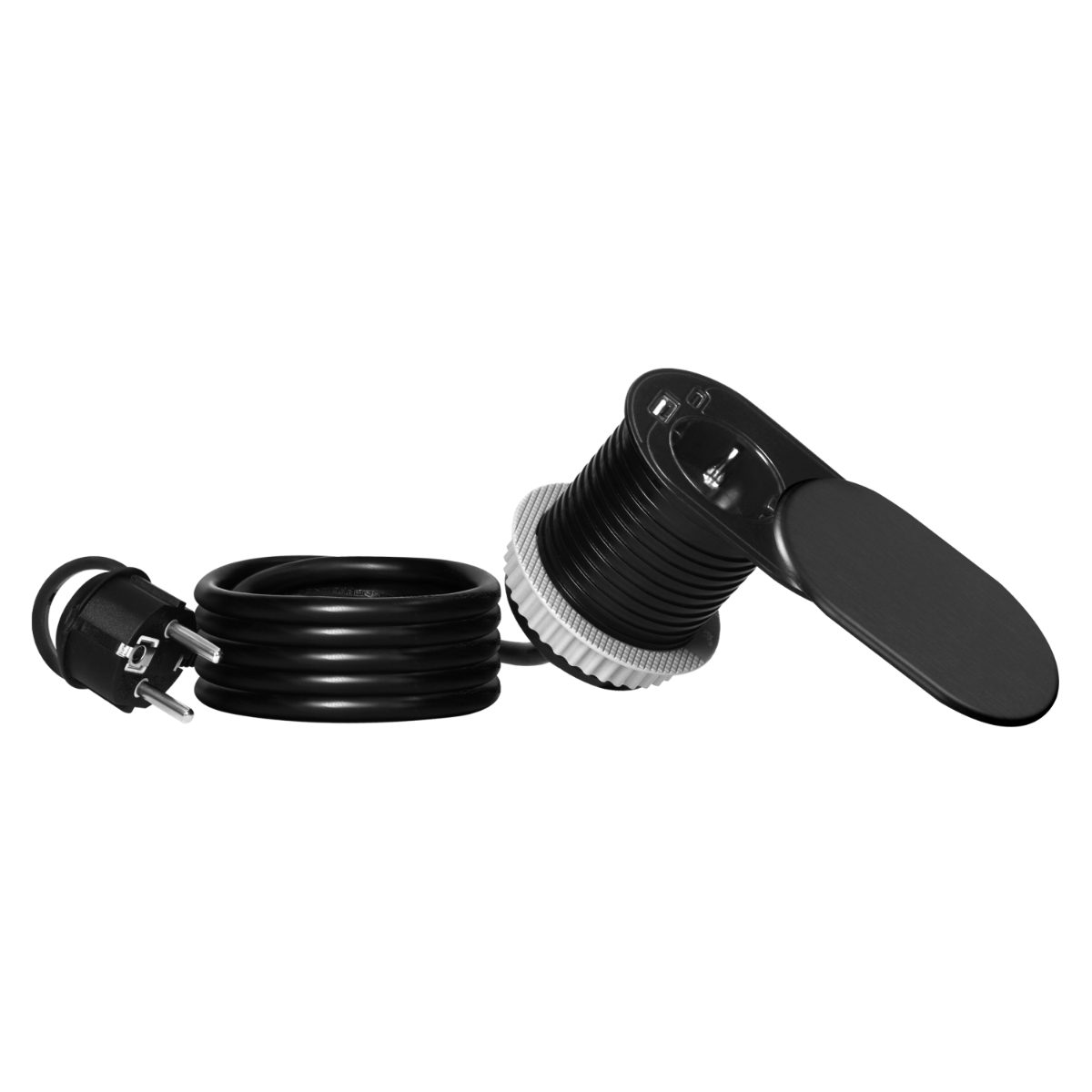 Priza cu USB+SLIDE cablu de 1.9m 1xSchuko 2xUSBxtip AC neagra