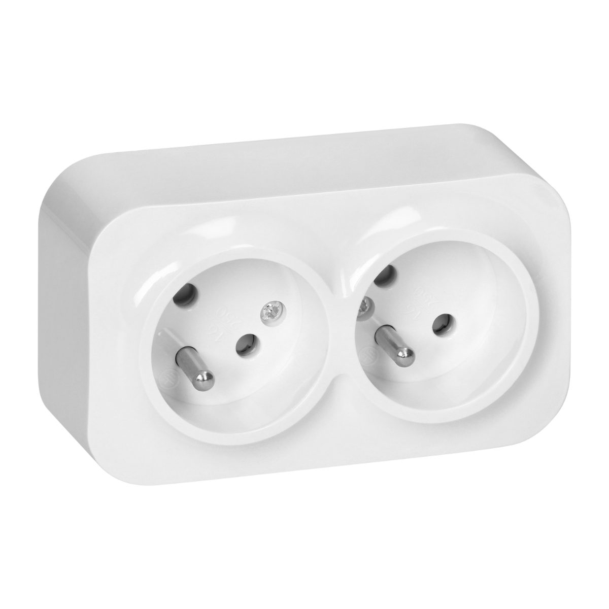 Priza dubla alba 2xSchuko ToDo 16A/230VAC IP20 aplicata