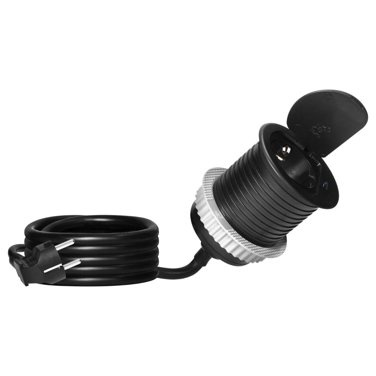 Priza incastrabila 1xSchuko 1xUSB tip C PD20W cablu 1.9m neagra