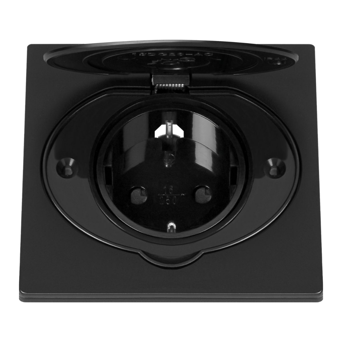 Priza neagra Schuko IP44 otel inoxidabil incastrabila