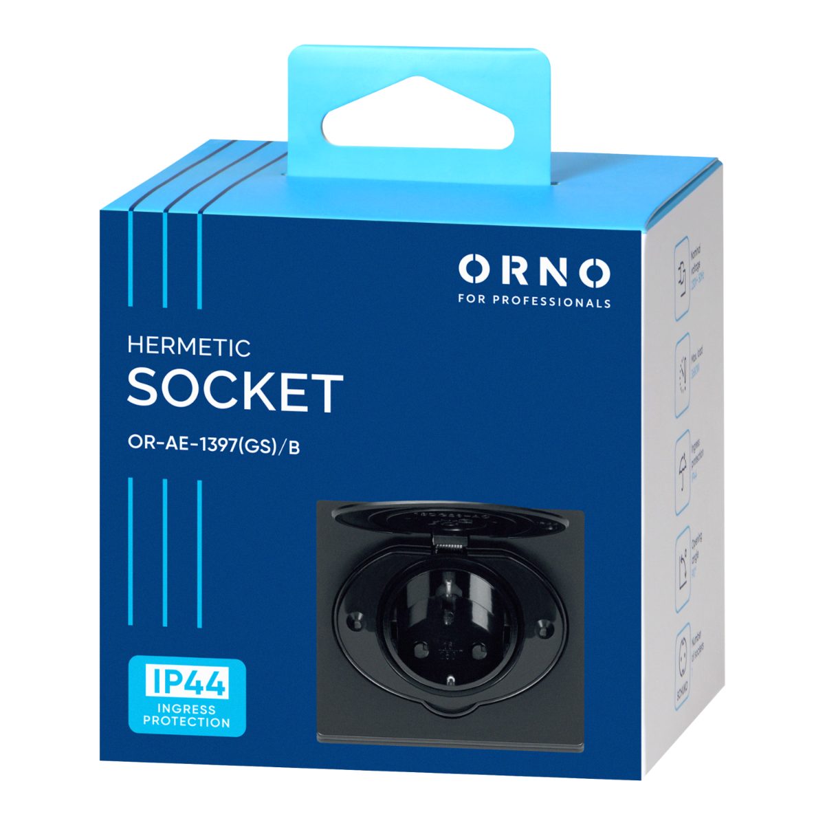Priza neagra Schuko IP44 otel inoxidabil incastrabila