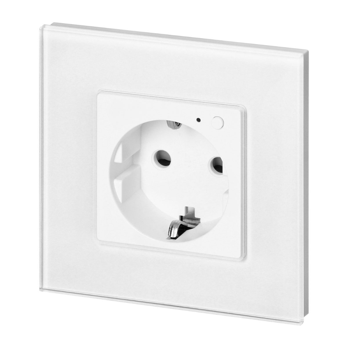 Priza simpla 16A IP20 rama sticla Tuya Smart Wi-Fi alba