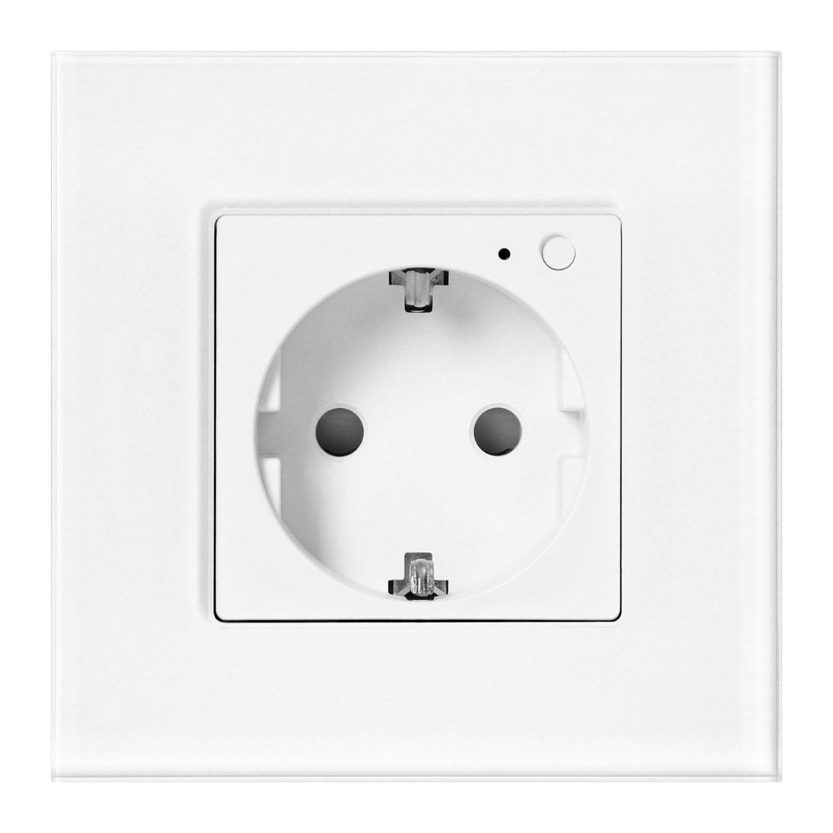 Priza simpla 16A IP20 rama sticla Tuya Smart Wi-Fi alba
