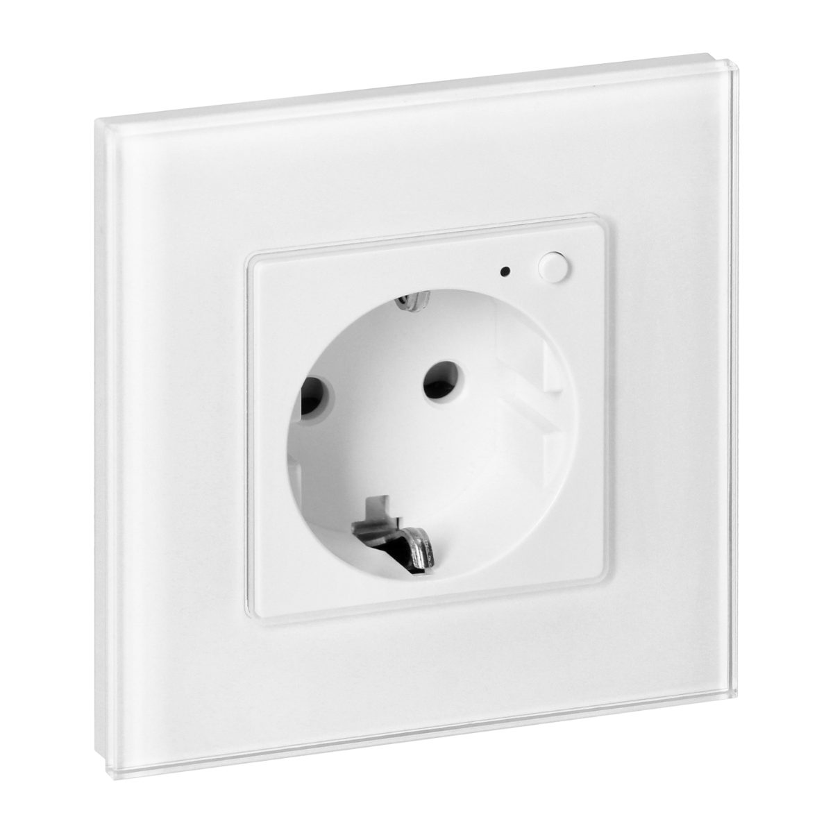 Priza simpla 16A IP20 rama sticla Tuya Smart Wi-Fi alba