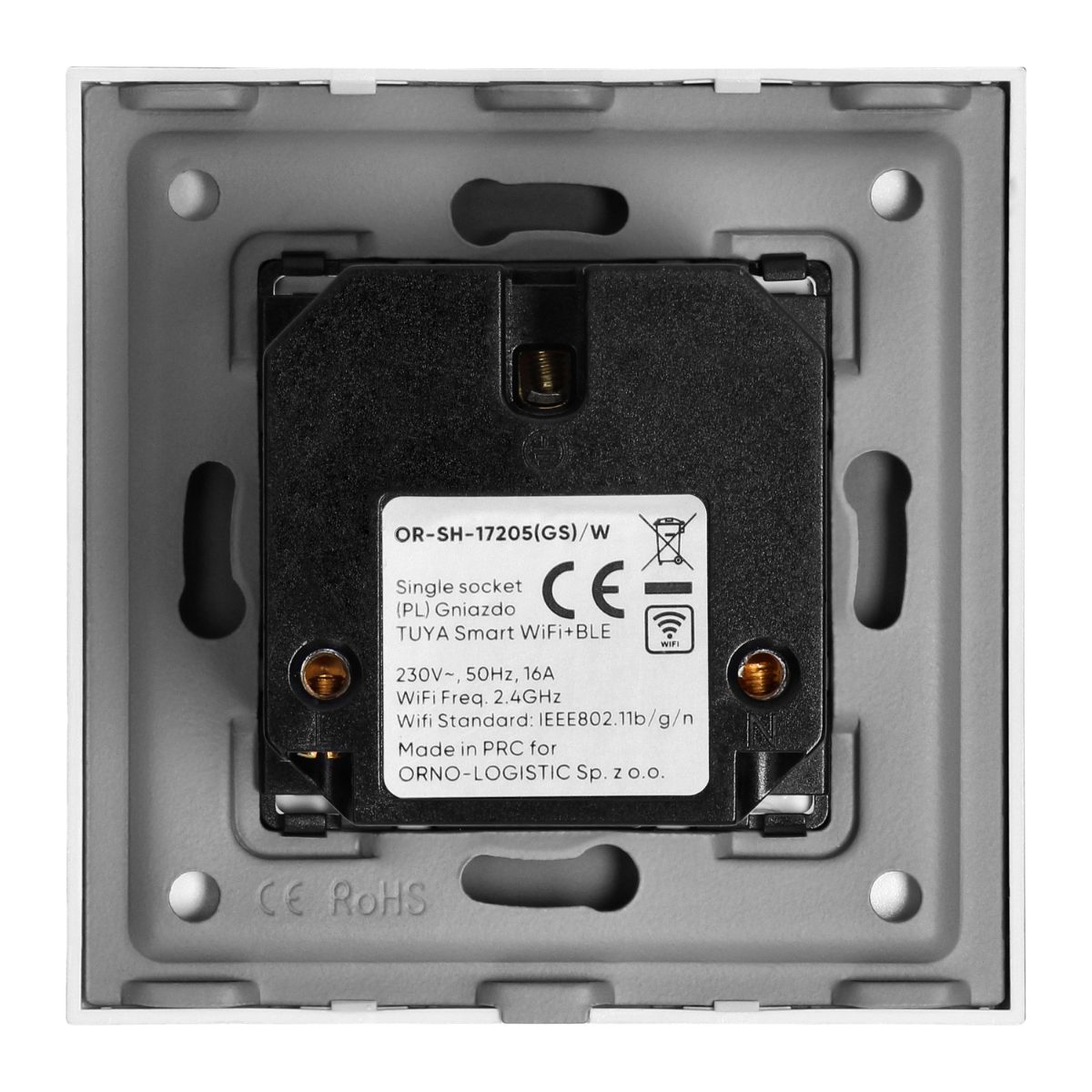 Priza simpla 16A IP20 rama sticla Tuya Smart Wi-Fi alba
