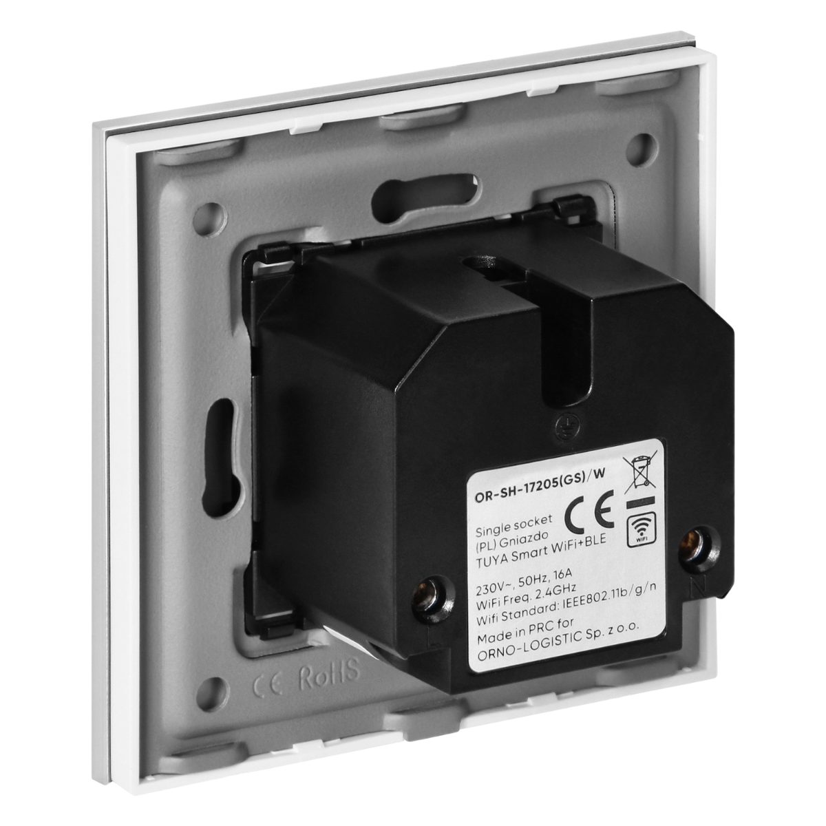 Priza simpla 16A IP20 rama sticla Tuya Smart Wi-Fi alba