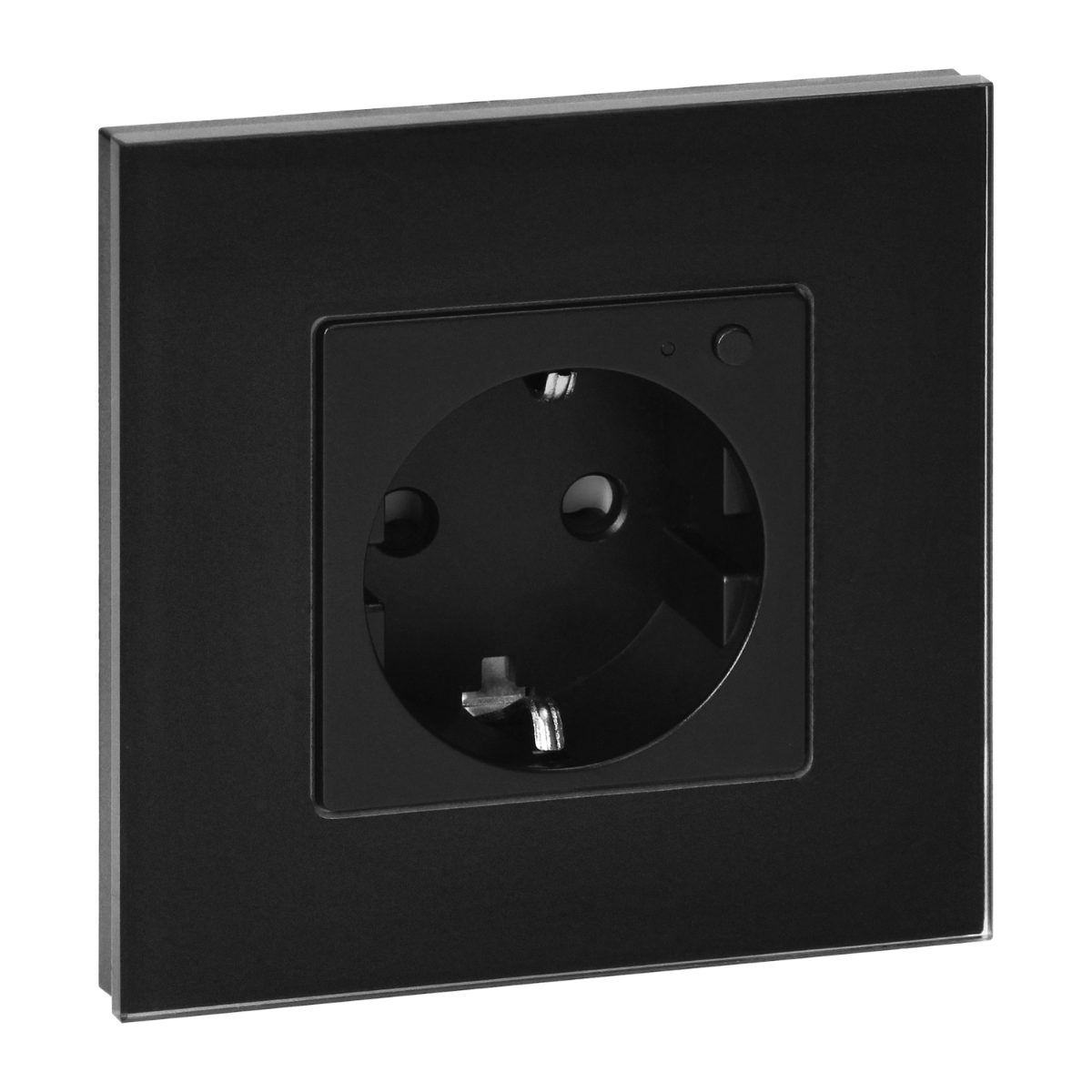 Priza simpla 16A IP20 rama sticla Tuya Smart Wi-Fi negru