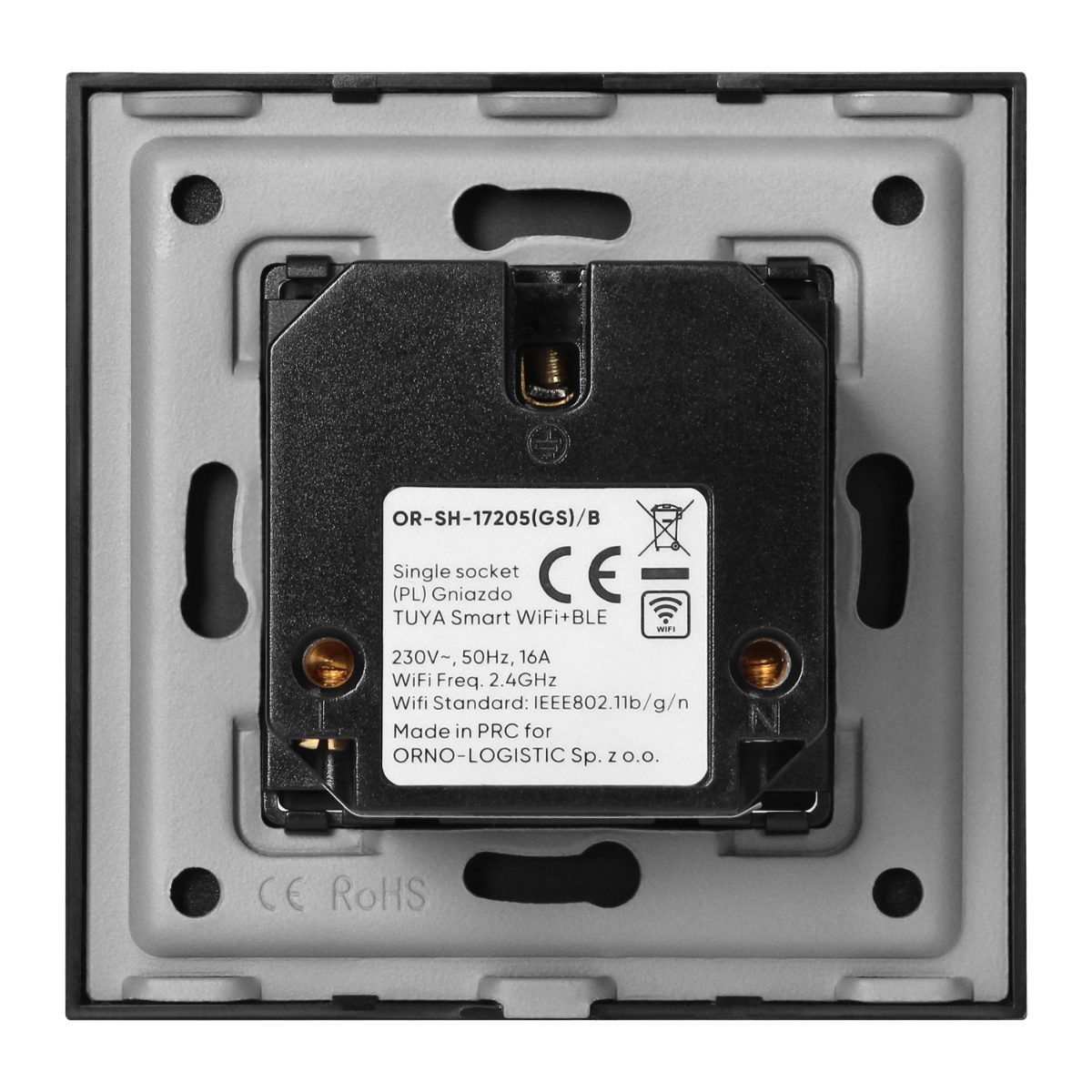 Priza simpla 16A IP20 rama sticla Tuya Smart Wi-Fi negru