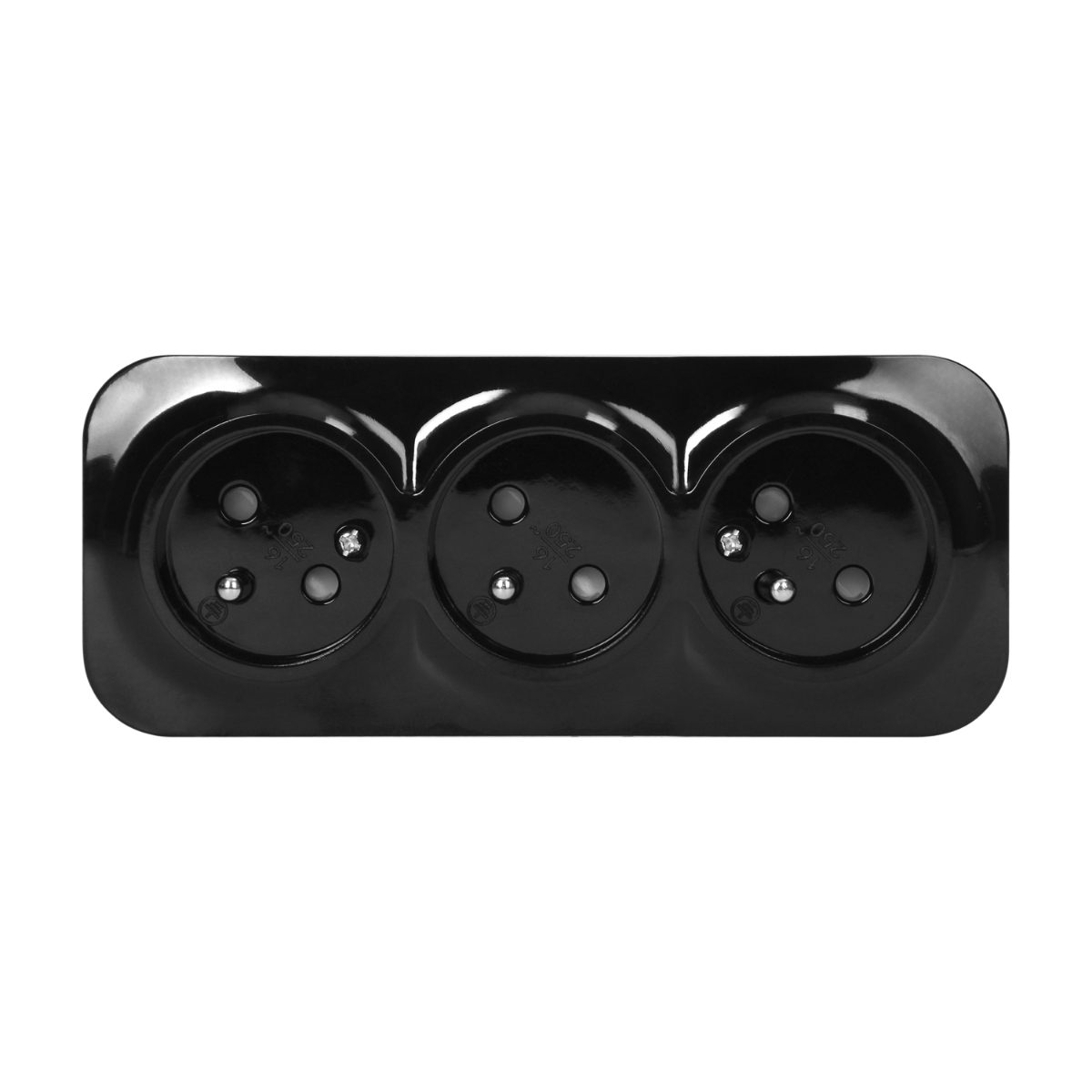 Priza tripla negra ToDo 16A/230VAC IP20 aplicata