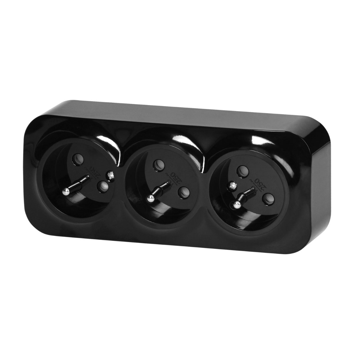 Priza tripla negra ToDo 16A/230VAC IP20 aplicata