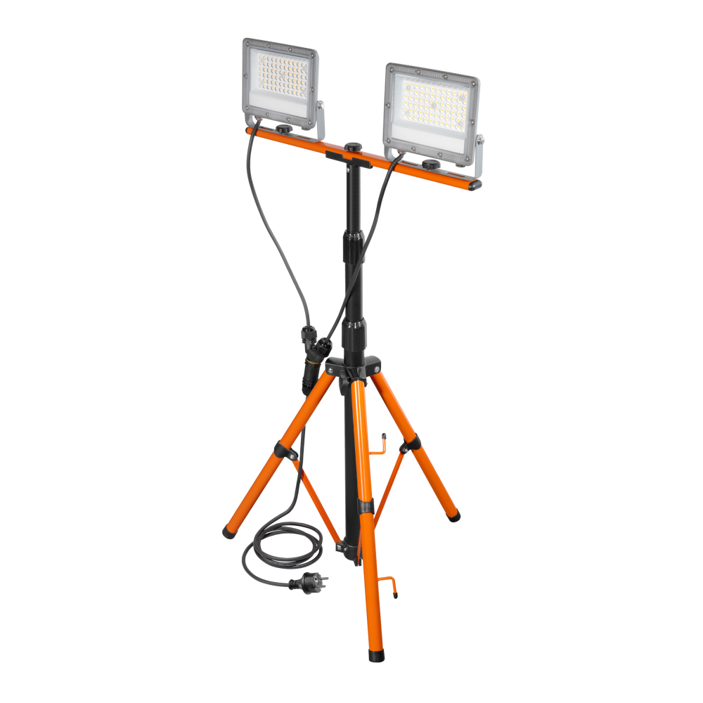 Set 2 proiectoare LED LAVILED 2x50W 9000lm 4000K CRI>90 IP65 cu trepied si geanta